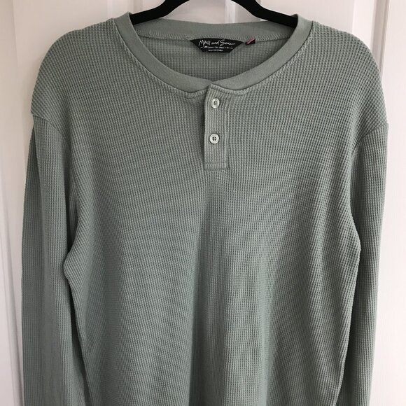 Maui and Sons Green Waffle Knit Shirt L - Picture 2 of 9